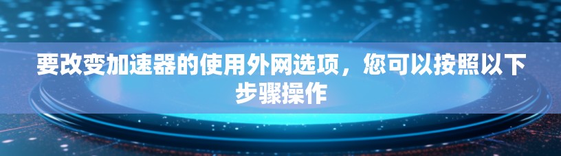 要改变加速器的使用外网选项，您可以按照以下步骤操作