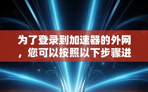 为了登录到加速器的外网，您可以按照以下步骤进行操作