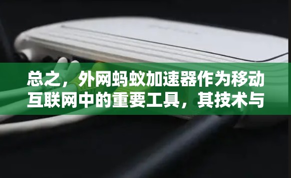 总之，外网蚂蚁加速器作为移动互联网中的重要工具，其技术与应用前景不容忽视。通过持续优化和创新，外网蚂蚁加速器将为用户和企业提供更高效的通信解决方案，推动移动互联网的健康发展
