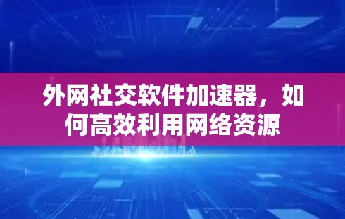 外网社交软件加速器，如何高效利用网络资源