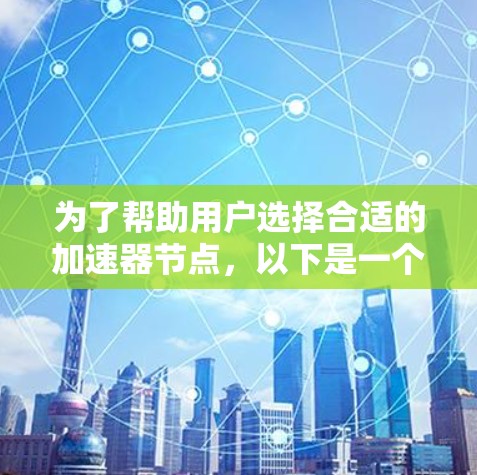 为了帮助用户选择合适的加速器节点，以下是一个分点介绍，供参考