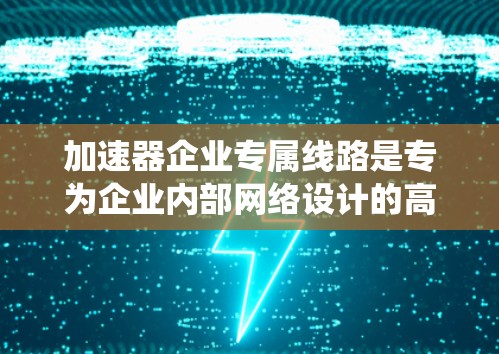 加速器企业专属线路是专为企业内部网络设计的高速网络连接系统，旨在提供高效、实时的数据传输和网络通信，提升企业网络的灵活性和效率。以下是对加速器企业专属线路的详细分析和总结