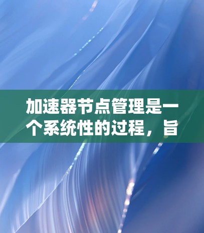 加速器节点管理是一个系统性的过程，旨在优化服务器性能并高效管理多个节点。以下是对该过程的详细分步指南