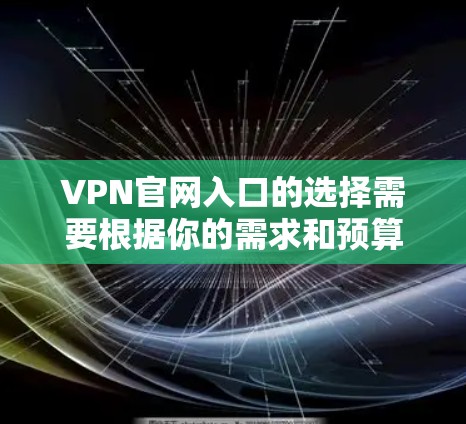 VPN官网入口的选择需要根据你的需求和预算来决定。以下是一些常见的VPN网站和入口，供你参考