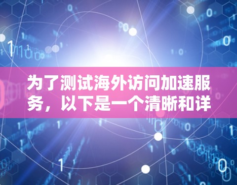 为了测试海外访问加速服务，以下是一个清晰和详细的步骤指南